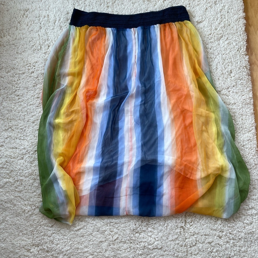 Soft Surroundings Rainbow Globetrotter Chiffon Maxi Skirt